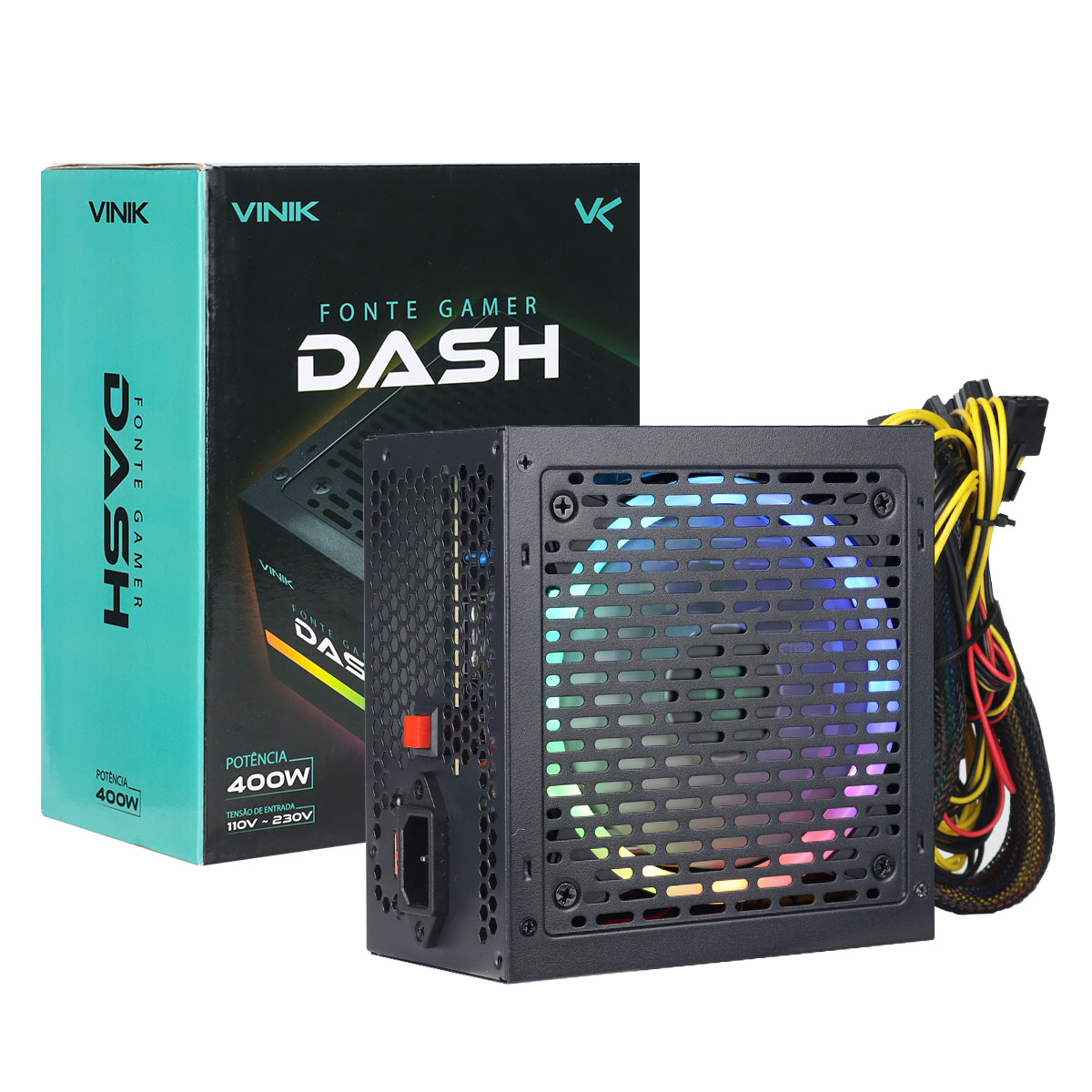 Fonte Gamer Dash 400w Preto Com Fan Led R...